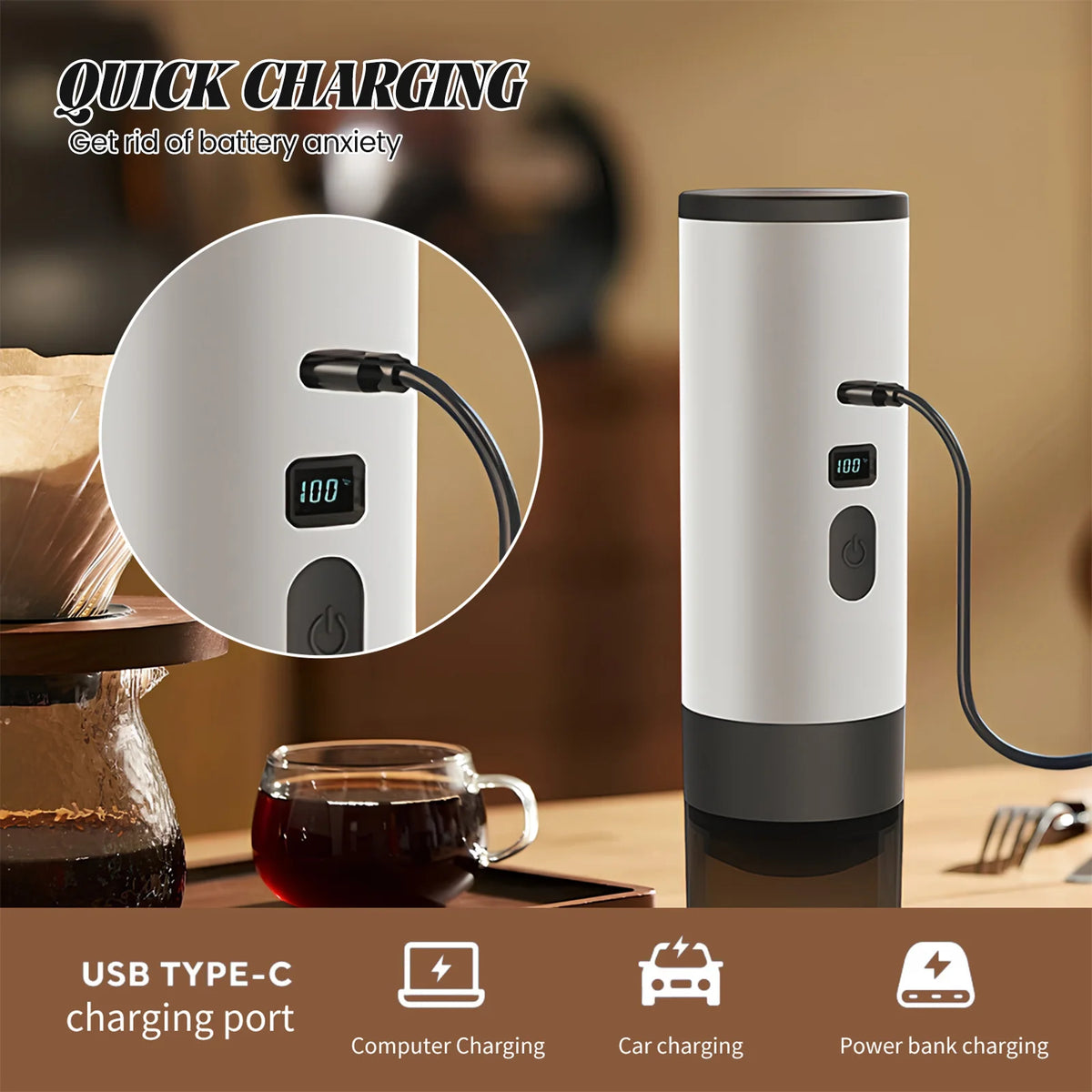 Portable Electric Capsule Coffee Machine Espresso Capsule Machine Cordless Heating Pump Press Coffee Capsule Machine Travel and Car 3 in 1 Pod Coffee Machine