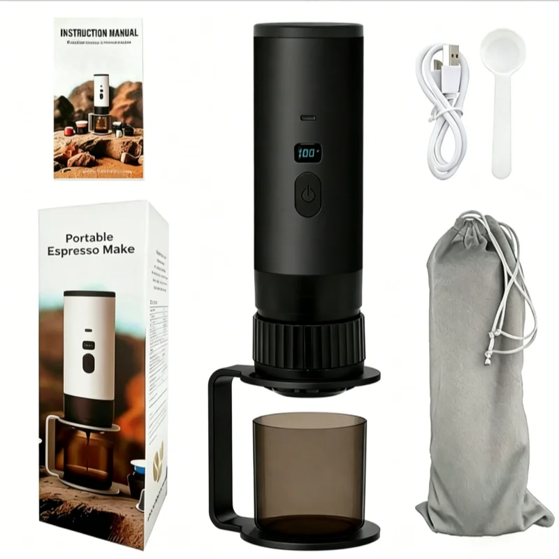 Portable Electric Capsule Coffee Machine Espresso Capsule Machine Cordless Heating Pump Press Coffee Capsule Machine Travel and Car 3 in 1 Pod Coffee Machine