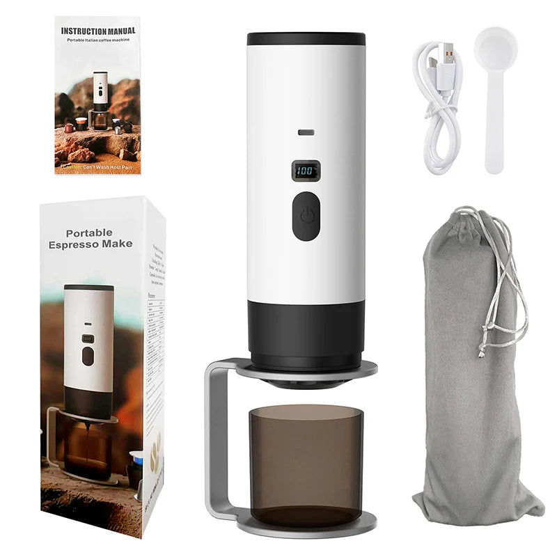 Portable Electric Capsule Coffee Machine Espresso Capsule Machine Cordless Heating Pump Press Coffee Capsule Machine Travel and Car 3 in 1 Pod Coffee Machine